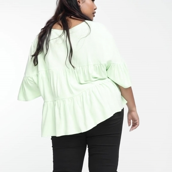 22 • Asos Curve • Tiered Smock Top With Frill Sleeve - Picture 3 of 10